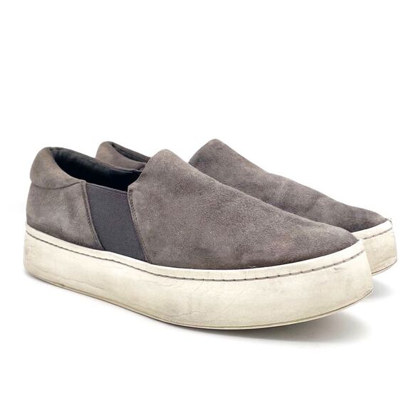 Vince Warren Suede Platform Slip-On Sneakers Warm Gray Size 9.5 - Picture 7 of 16